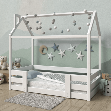 Дитяче ліжко-будиночок з бортиками із масиву